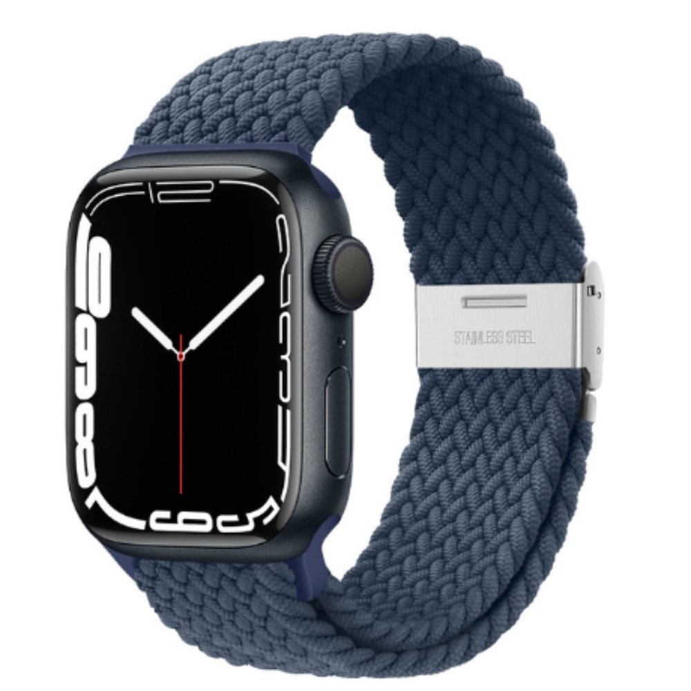 NEW Adjustable Navy Braided Solo Loop For Apple Watch - Picture 1 of 4